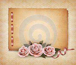 Retro background with beautiful pink rose