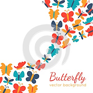 Retro background of colorful butterfly silhouettes