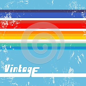 Retro background with colorful lines. Vintage grunge backdrop with color stripes