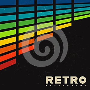 Retro background with colorful vintage music equalizer. Vector illustration