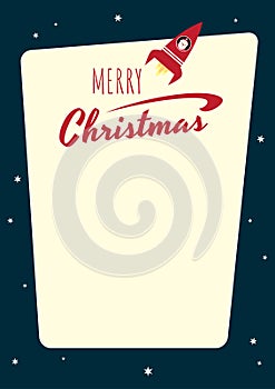 Retro background Santa rocket vertical