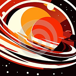 Retro background with sun and planet. Vector illustration. EPS 10 generative AI