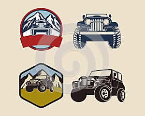 Retro Badges with Jeep Illustration photo