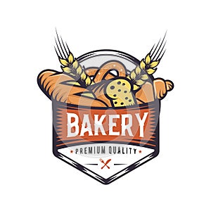 Retro bakery logo design. Vintage badge illustration