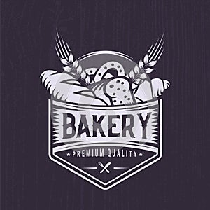 Retro bakery logo design. Vintage badge illustration