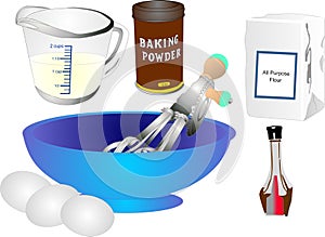 Retro baking utensils and ingredients