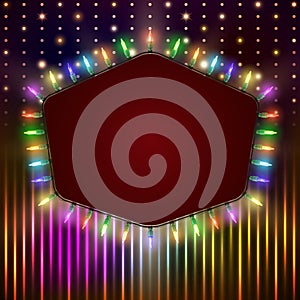 Retro banner with shining colorful lights