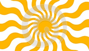 Retro banner with sun and rays in style of 70s