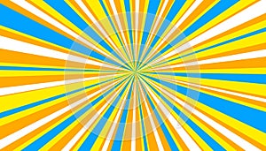 Retro banner with sun and rays in style of 70s