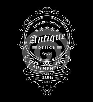 Retro banner vintage frame design western label typography vector