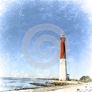 Retro Barnegat Lighthouse, Barnegat Light, New Jersey texutred v