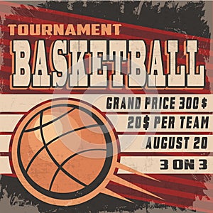 Retro Basketball Tournament Poster photo