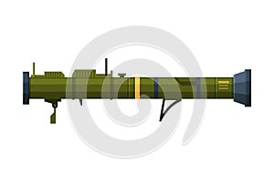 Retro Bazooka Portable Rocket Launcher, Military Army Weapon Object Flat Style Vector Illustration