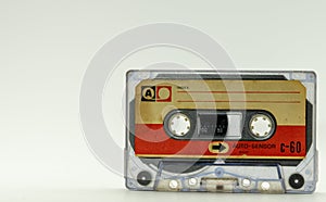 Retro beaten up cassette tape from the 80s