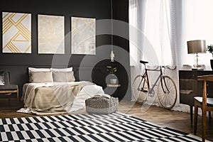 Retro bedroom with bike