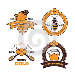 Retro beekeeper, honey vector labels, badges, emblems