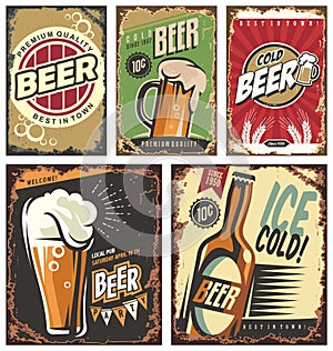 Retro beer tin signs set