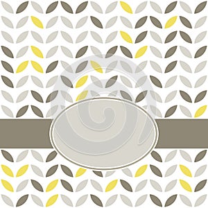 Retro beige yellow leaves on white with frame