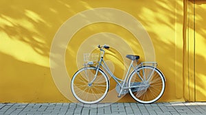 A Retro Bicycle Adds Character to the Scene by a Yellow Outdoor Wall