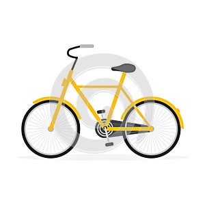 Retro Bicycle with Isolated on White Background. Old Yellow Bike Vector Symbol