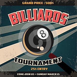 Retro Billiard Tournament Poster