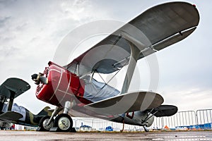 Retro biplanes in the parking lot