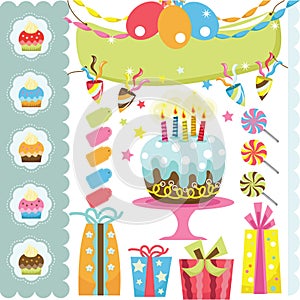 Retro Birthday Elements Set