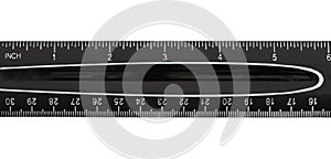 Retro black 6-inch ruler isolated on white