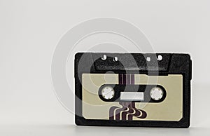 Retro black cassette tape 80s