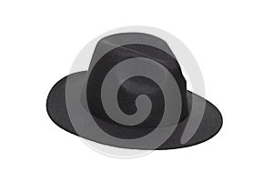 Retro black hat isolated against white background