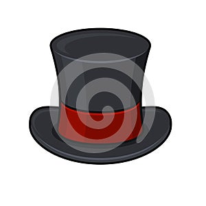 Retro Black Top Hat Icon on White Background. Vector