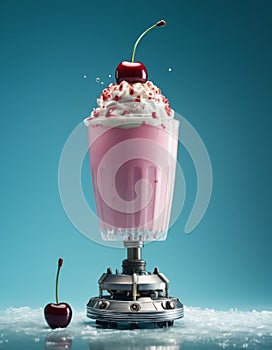 Retro Blender with Cherry Milkshake