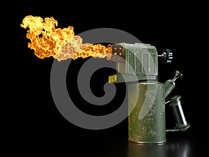 Retro blowtorch fire photo