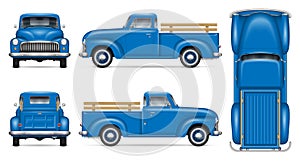 Retro blue pickup vector illustration photo