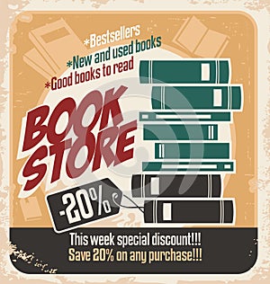 Retro bookstore poster design photo