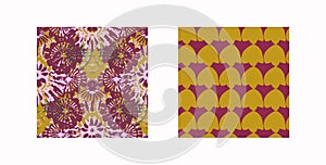 Retro botanical vector pattern collection in elegant style. Luxury print textur for beautiful feminine seamless photo