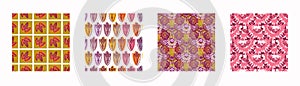 Retro botanical vector pattern collection in elegant style. Luxury print textur for beautiful feminine seamless photo