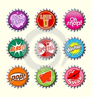 Retro bottle cap designs set 2