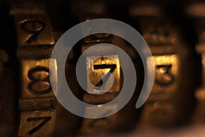 Retro Bronze Lock Number Combination.