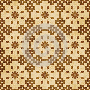 Retro brown cork texture grunge seamless background round cross