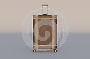 Retro brown Leather travel bag . 3d rendering - illustration  , Space fortravel stickers