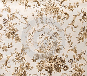 Retro Brown Sepia Floral Pattern Fabric Background