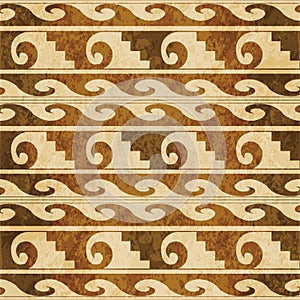 Retro brown watercolor texture grunge seamless background primitve spiral wave geometry