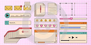Retro browser window interface kit.