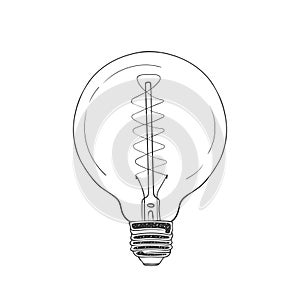 Retro bulbs. Light bulbs hand drawn icons. Light bulb sketch. Vector illustration