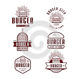Retro Burger vintage logo, Badge design