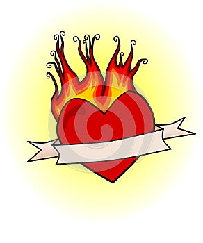 Retro burning heart
