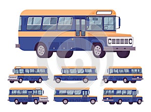 Retro bus orange-blue set