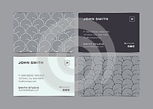 Retro Business Card Design Template with Circle Lines Pattern. Vector illustration