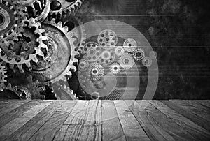 Retro Business Cogs Technology Background